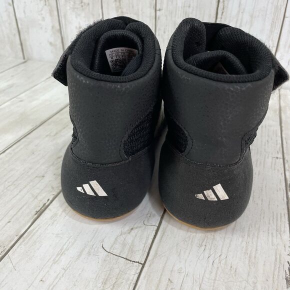 Adidas Shoes Mens 8 HVC 2 Wrestling Sneakers Black Leather Mid Top Logo … - Picture 8 of 11